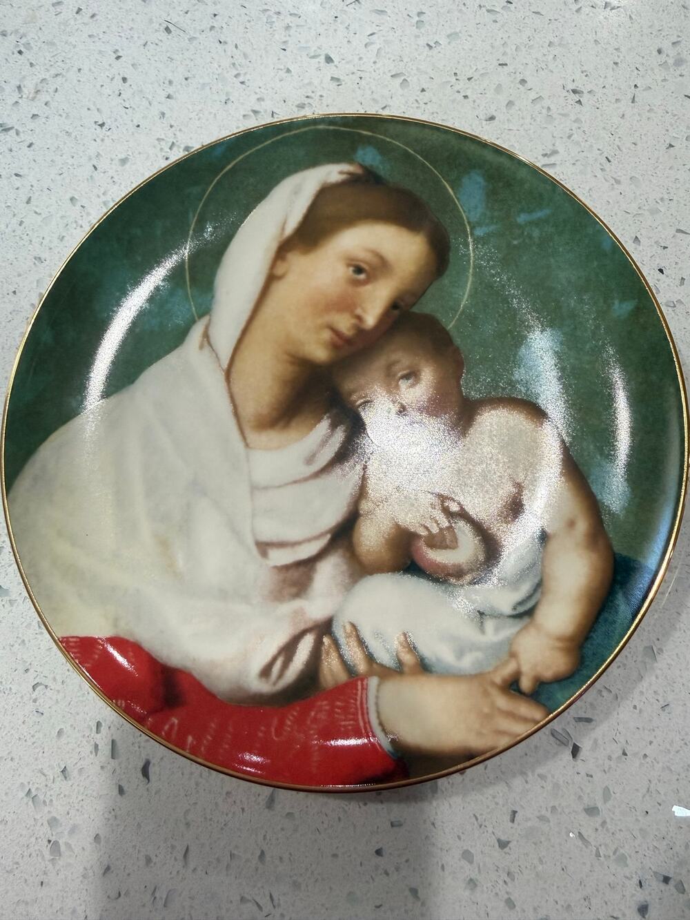 1987 Annual Christmas Stamp Art Plate Madonna l Child Limited Edition Collector